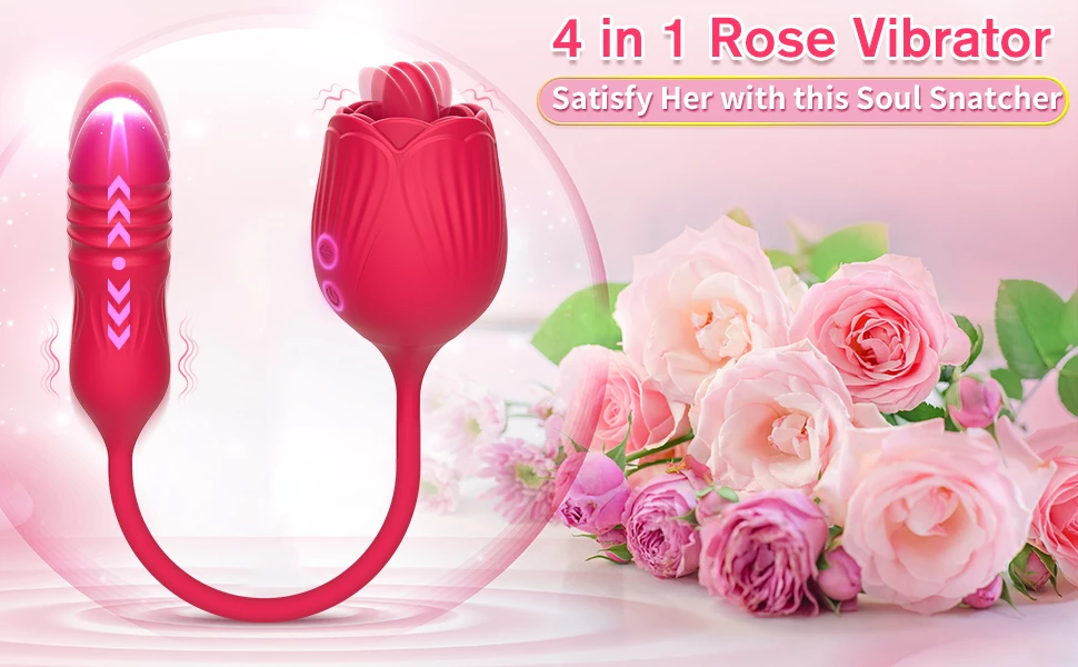 Rose Licker Vibrator with G Spot Dildo 4 in 1 rose vibrator