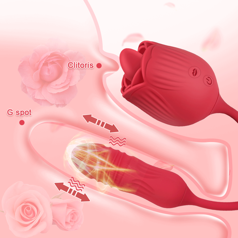 Rose Licker Vibrator with G Spot Dildo clitoris G spot