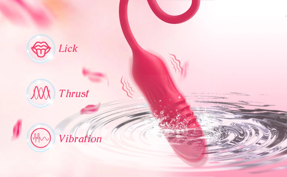 Rose Licker Vibrator with G Spot Dildo lick thrust vibration