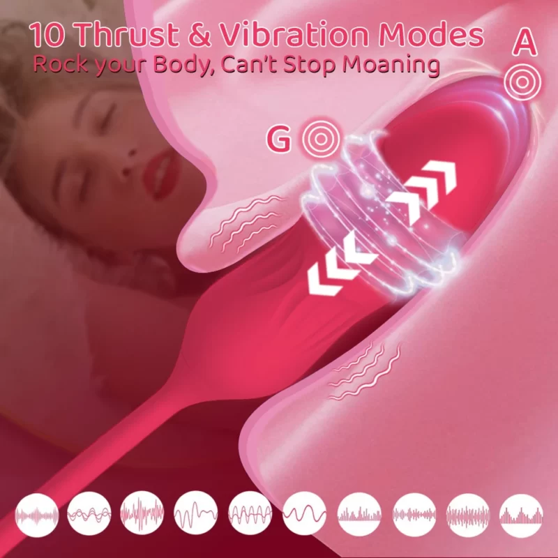 Rose Licker Vibrator with G Spot Dildo thrust and vibration modes